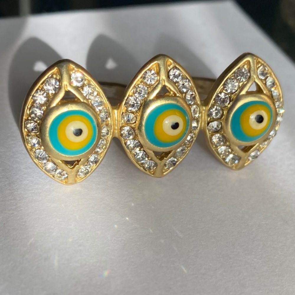 Evil Eye 3x Ring for Two Fingers